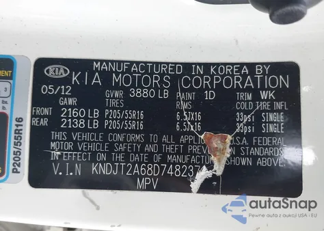 2013 Kia Soul + from USA, damaged, VIN KNDJT2A68D7482370